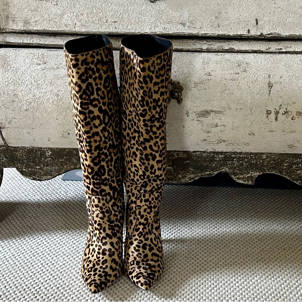 Gianvito Rossi knee high animal print boots. Like new